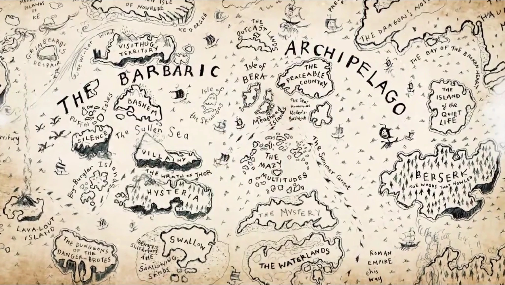 hand drawn map of Isle of Berk